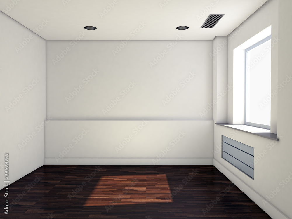 Fototapeta premium Interno con finestra e parquet