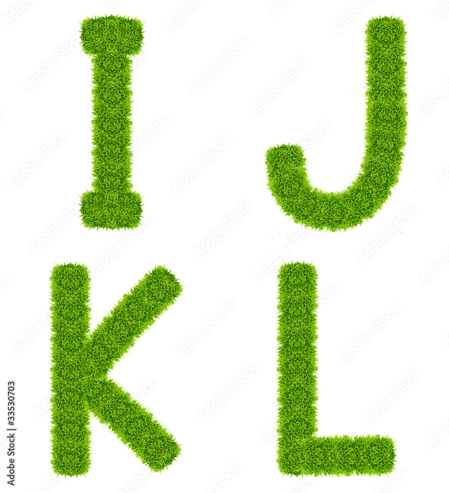 green grass letter ijkl isolated green grass letter ijkl isolated
