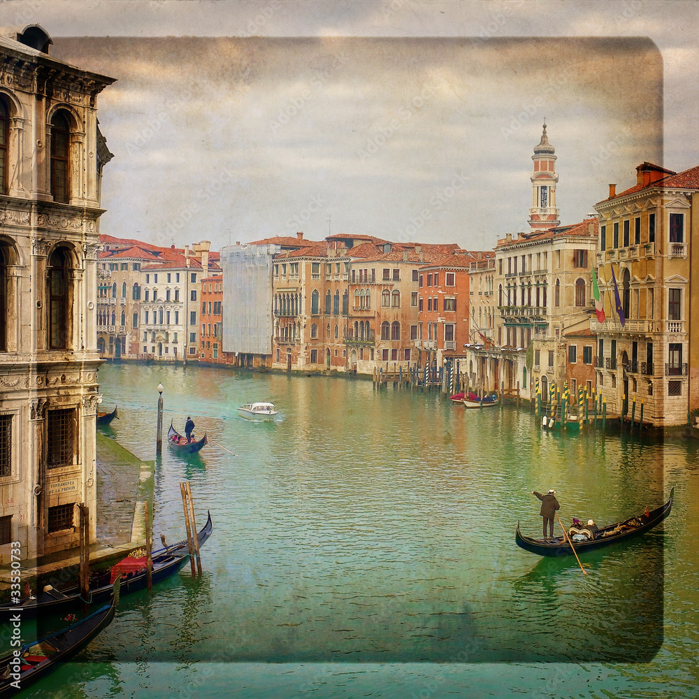 Il Canal Grande di Venezia su texture retro