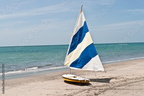 Sail boat and the ocean
