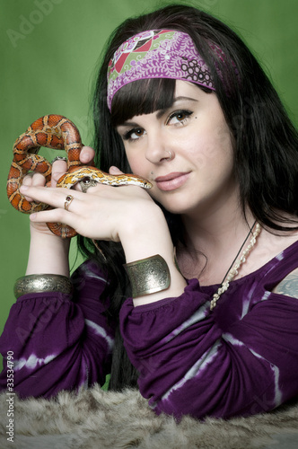 Woman Holding Corn Snake