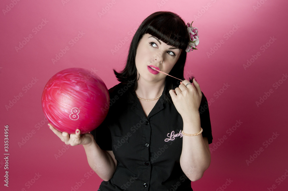 Bowling Pinup Girl Stock Photo Adobe Stock