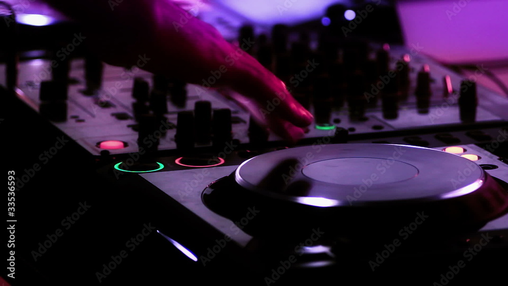 Dj scratching at cd player