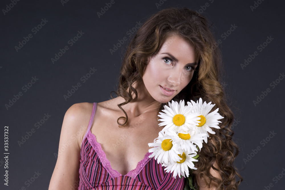 Beautiful young woman with camomile Beautiful young woman with camomile