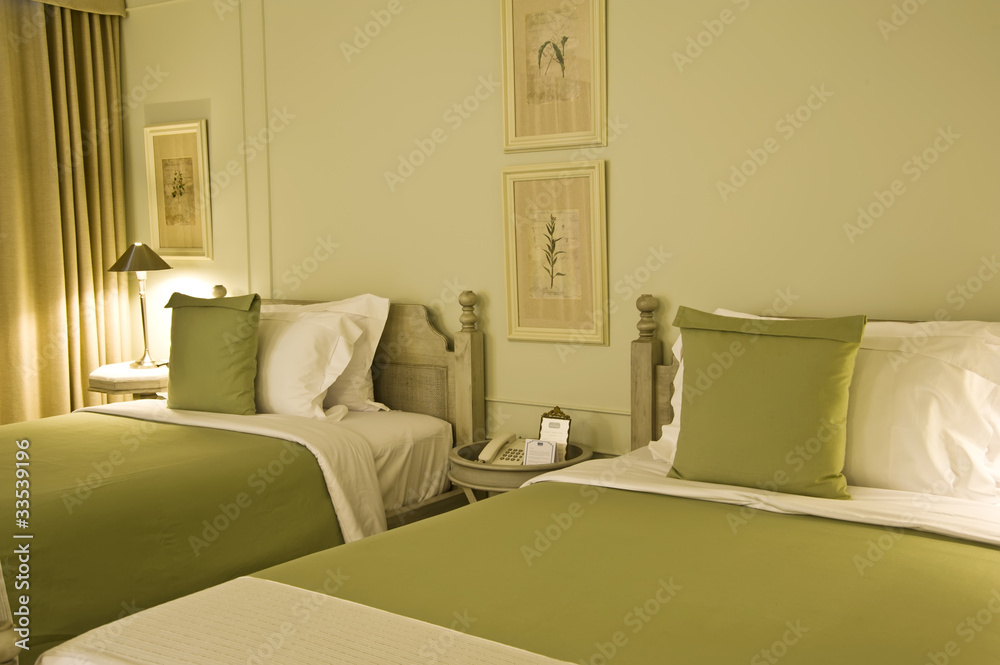Interior of comfortable hotel bedroom Interior of comfortable hotel bedroom