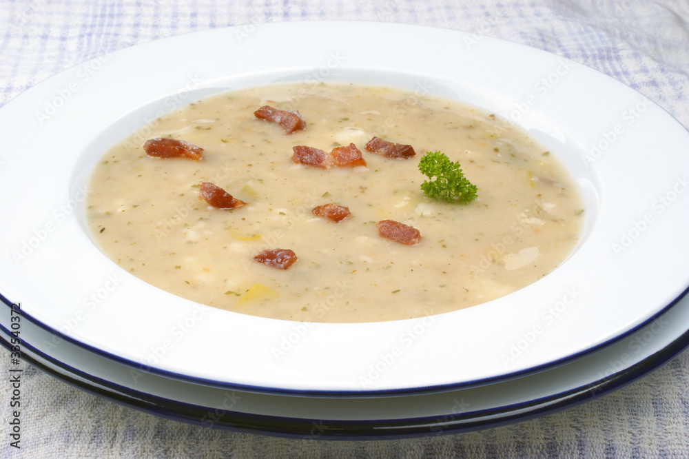 home made potato soup with some herbs home made potato soup with some herbs