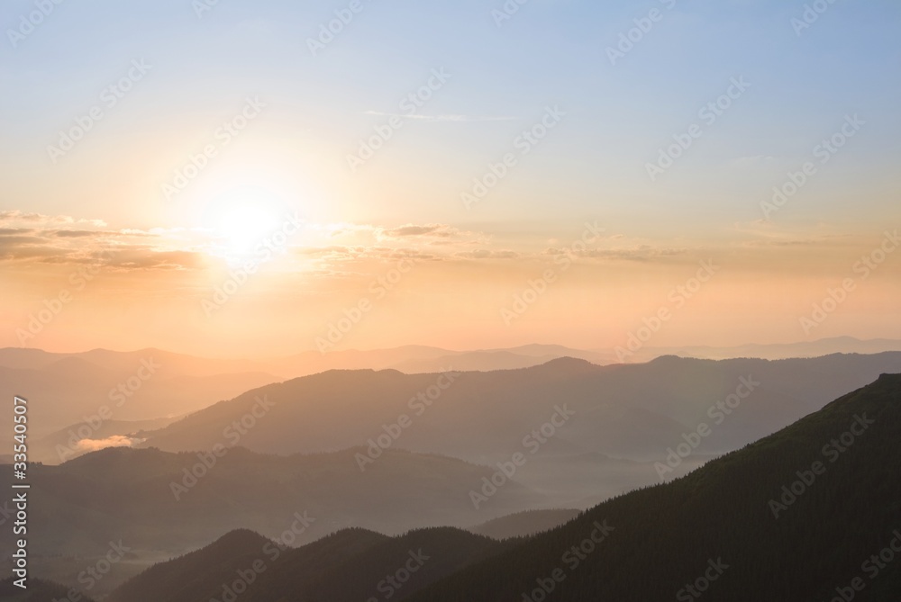 sunrise in a mountains