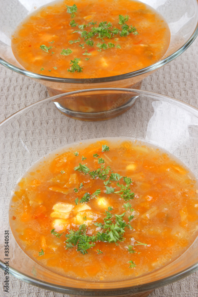 vegetarian vegetable soup with corn and carrots vegetarian vegetable soup with corn and carrots