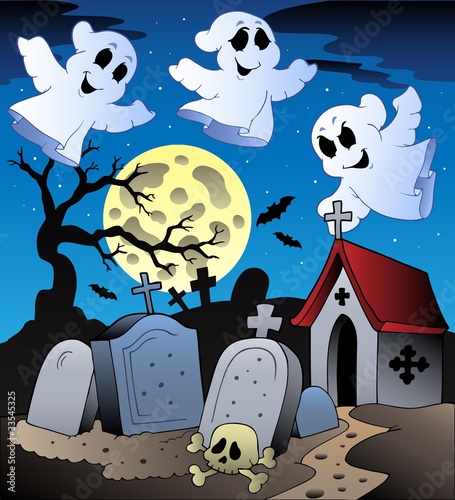 Halloween scenery with cemetery 2