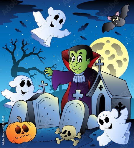 Halloween scenery with cemetery 3