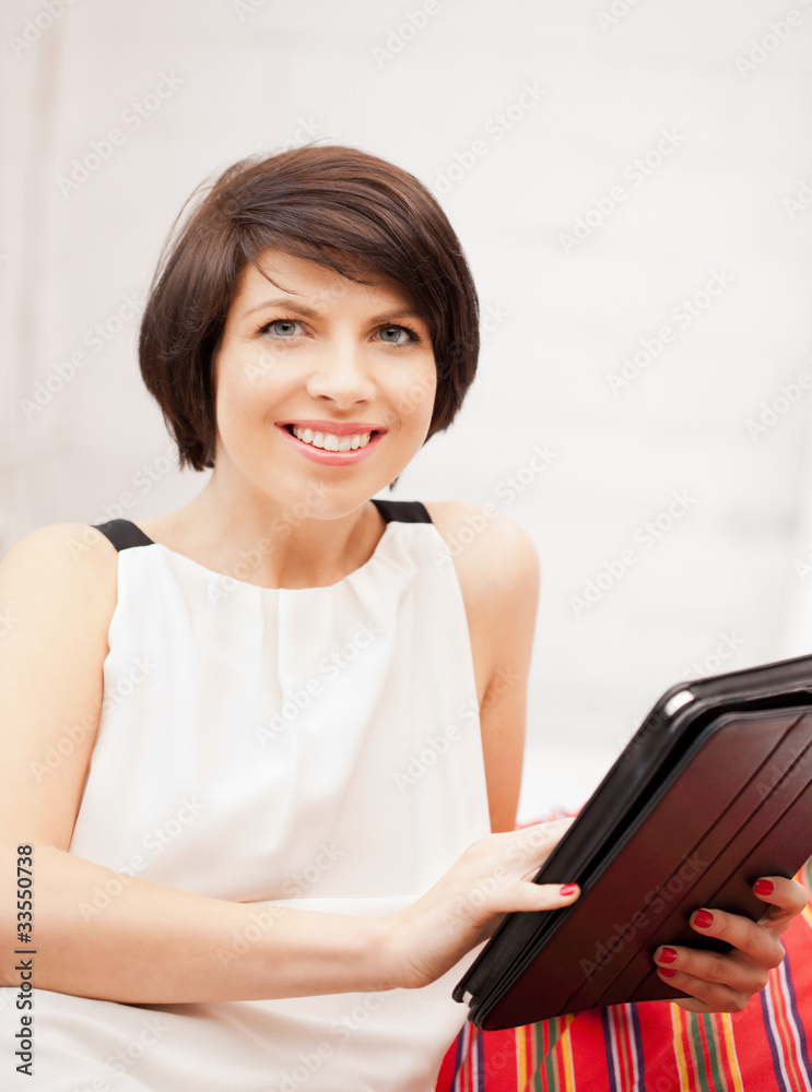 happy woman with tablet pc computer happy woman with tablet pc computer