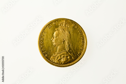Obraz na plátně Gold sovereign of Queen Victoria, obverse