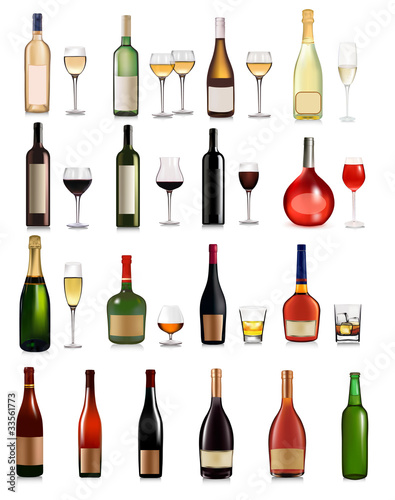 Big set of different drinks. Vector illustration.
