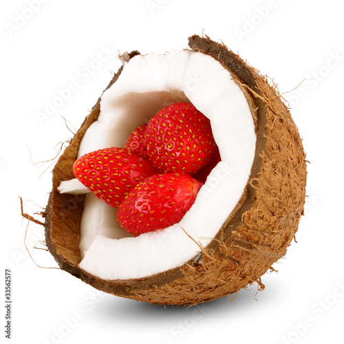 yummy strawberry in coconut
