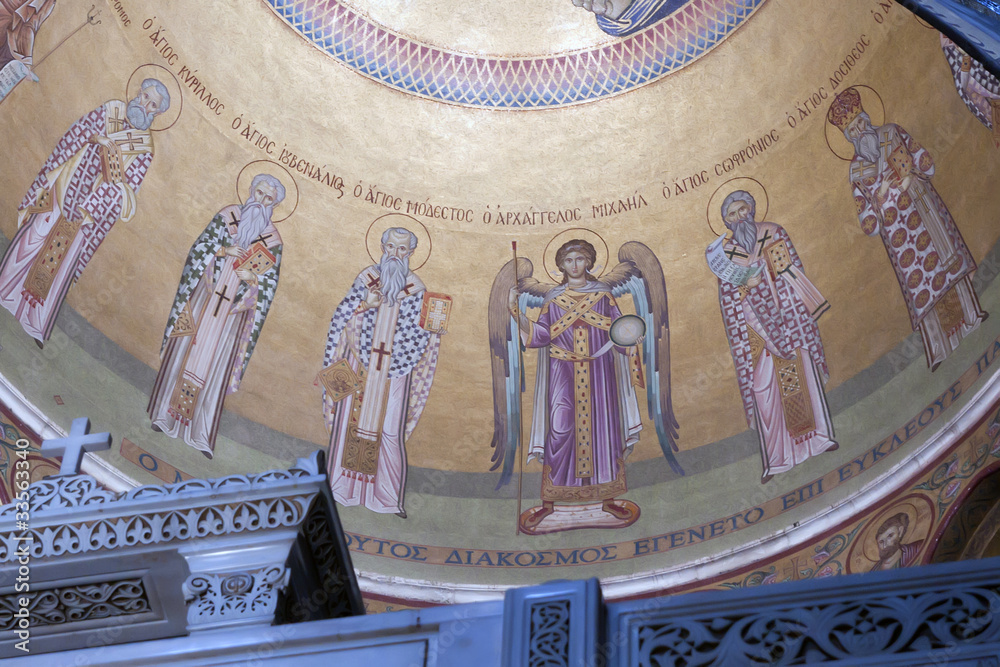 Εκτύπωση καμβά Fragment of mosaic in Holy Sepulchre Church, Jerusalem,Israel