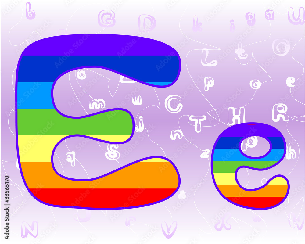 Rainbow Alphabet on a lavender background tender