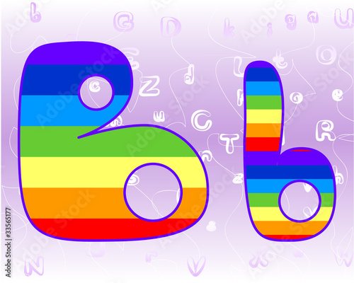 Rainbow Alphabet on a lavender background tender