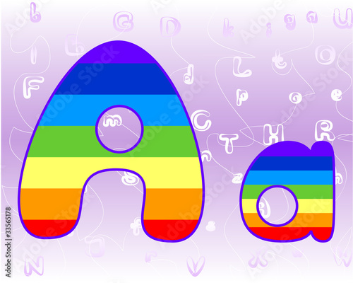 Rainbow Alphabet on a lavender background tender