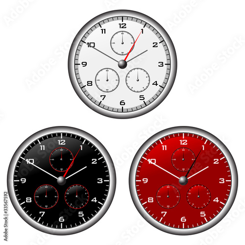 Watches dials with different face colours over white