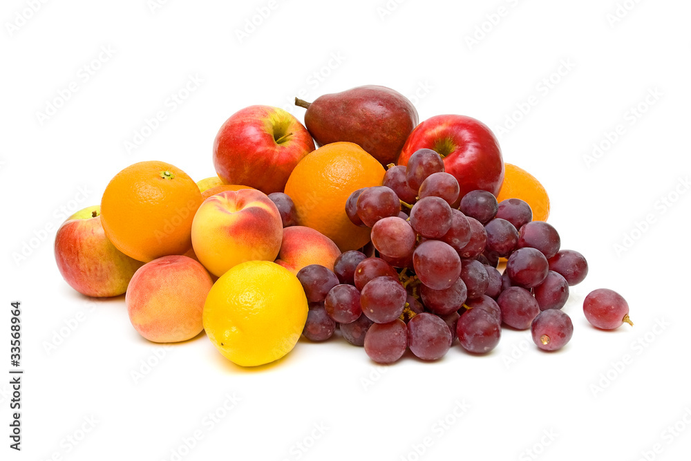 still life of fresh fruit on a white background still life of fresh fruit on a white background