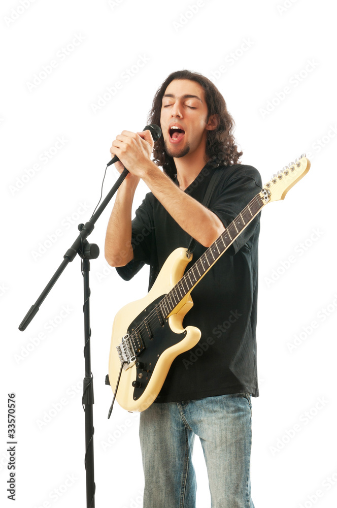 Guitar player isolated on the white background Guitar player isolated on the white background