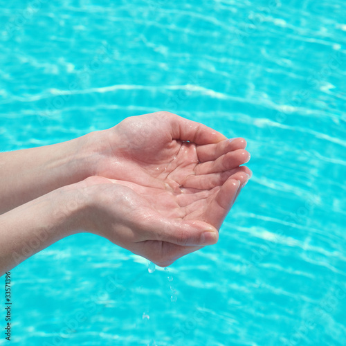 Human hands with water