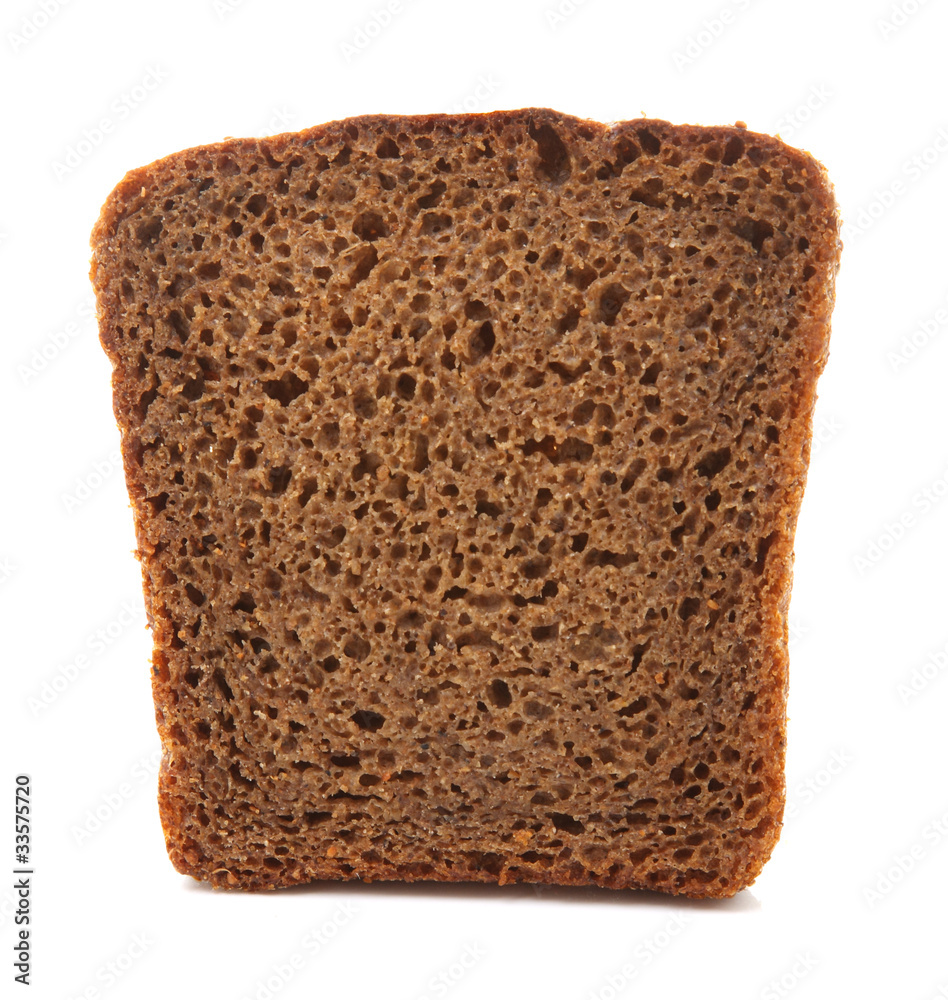 Image of rye bread slice isolated on white