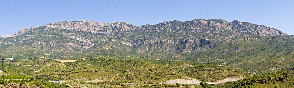 Panorama of the Montsec range in Catalonia, Spain