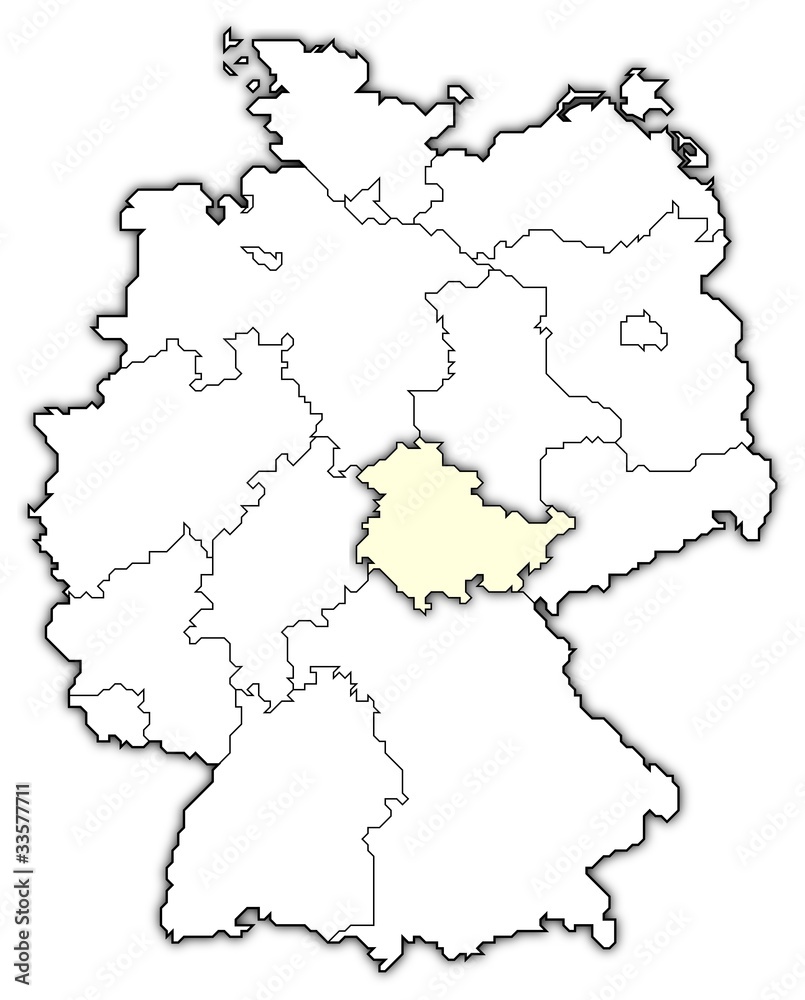 Deutschlandkarte, Thüringen hervorgehoben
