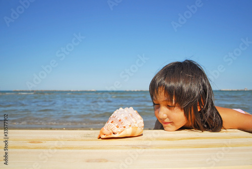 Ravenna, Adriano sand beach relaxing summer vacation. photo