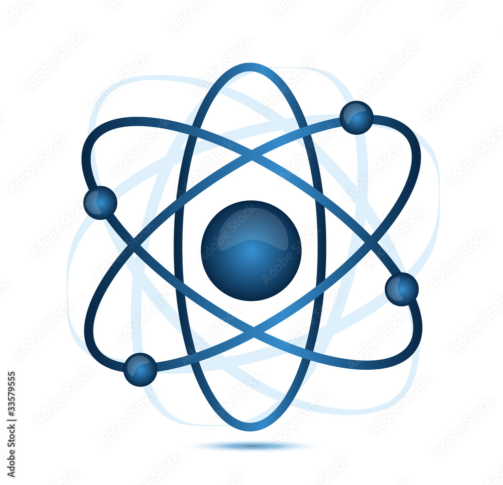 blue atom illustration isolated over a white background blue atom illustration isolated over a white background