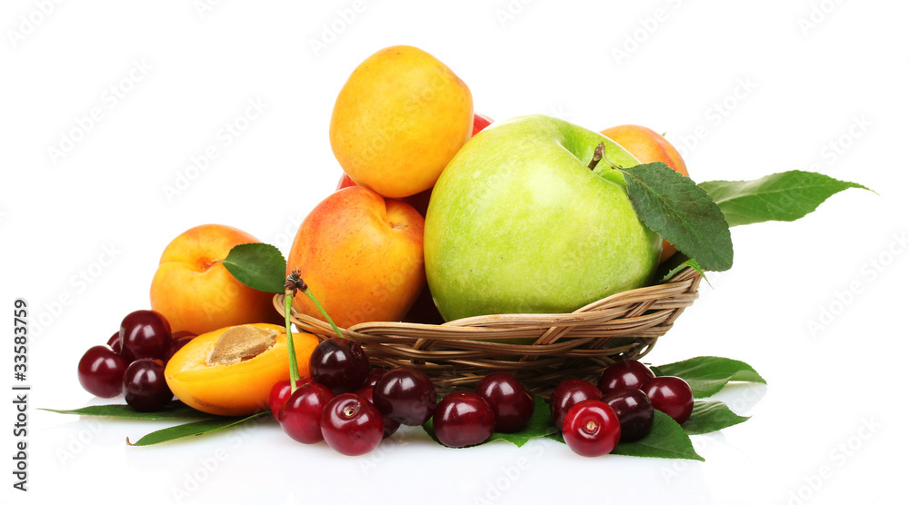 tasty summer fruits isolated on white