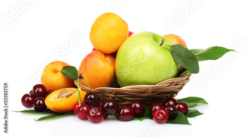 tasty summer fruits isolated on white