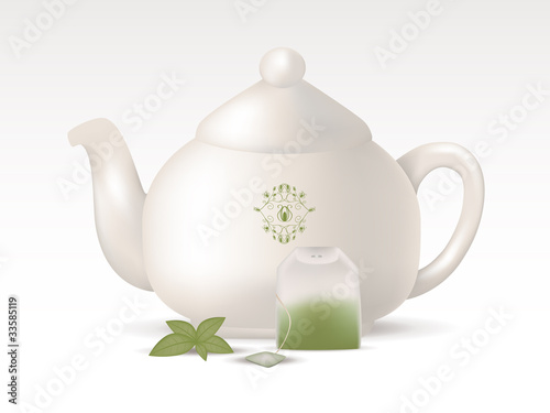 teapot with tea bag