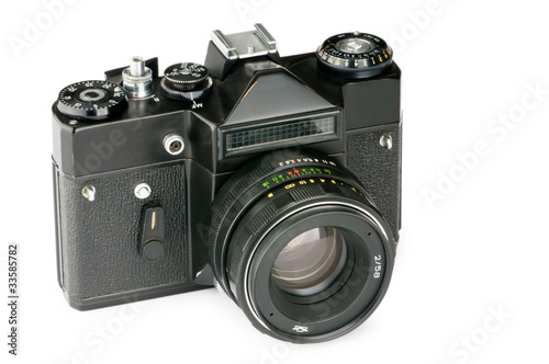 Vintage film camera isolated on white