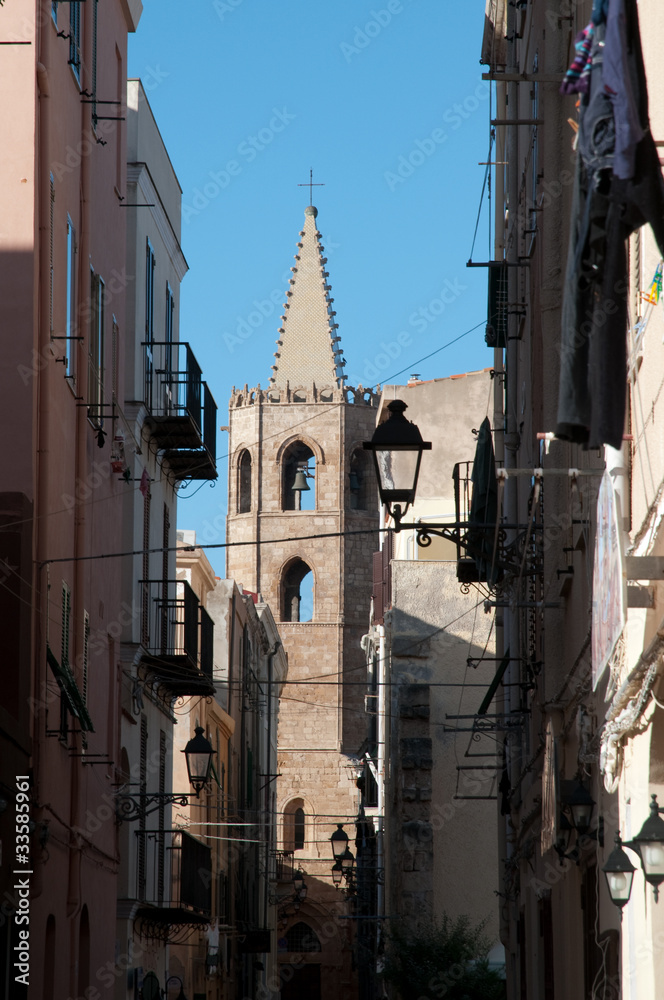 Sardinia, Italy, Alghero: view of the old town