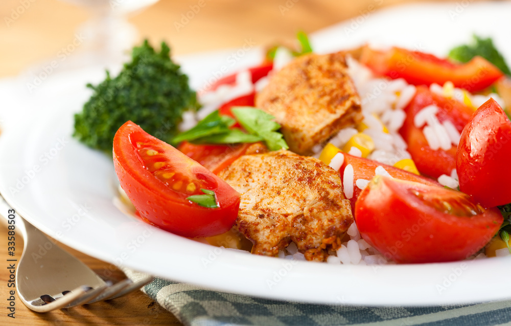 Chicken salad with rice and vegetables Chicken salad with rice and vegetables