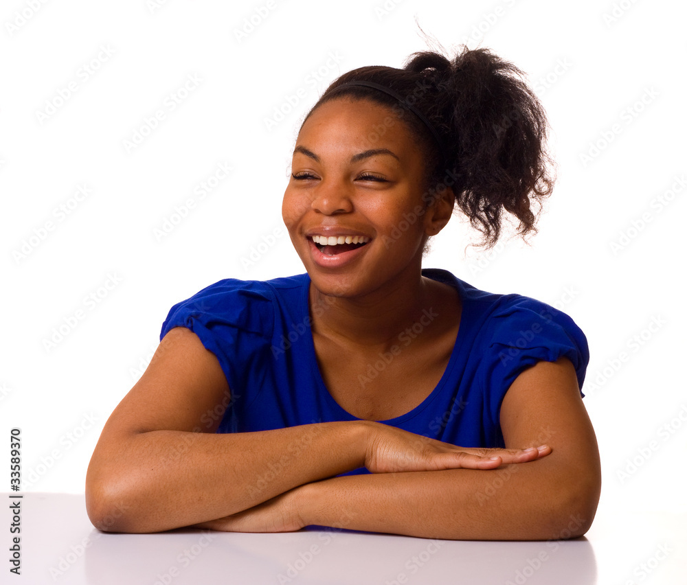 young woman laughing.