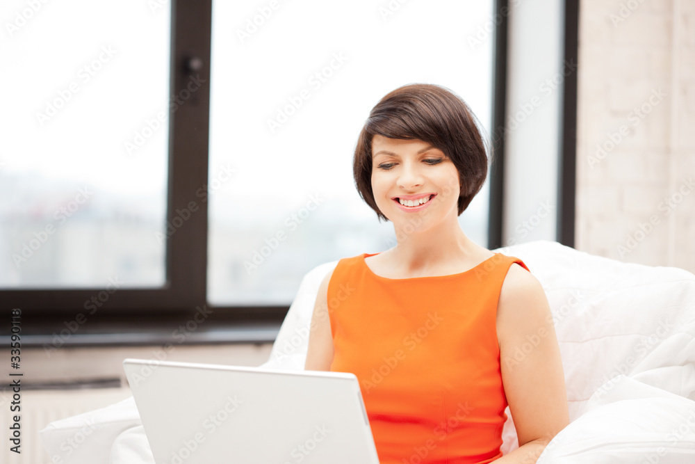 happy woman with laptop computer happy woman with laptop computer
