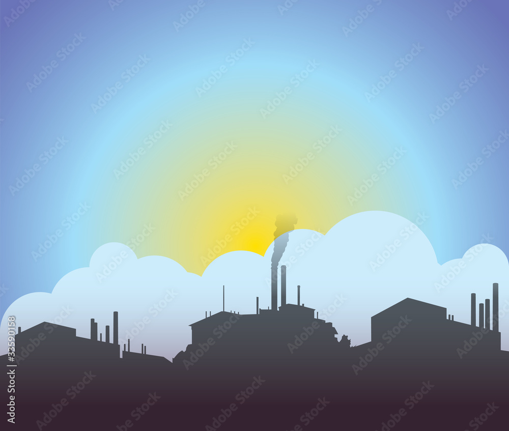 Industrial skyscape silhouette