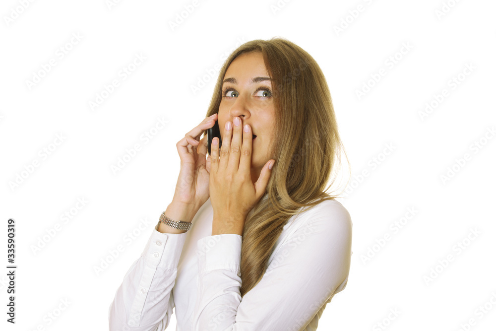 Attractive business woman talking on the phone Attractive business woman talking on the phone