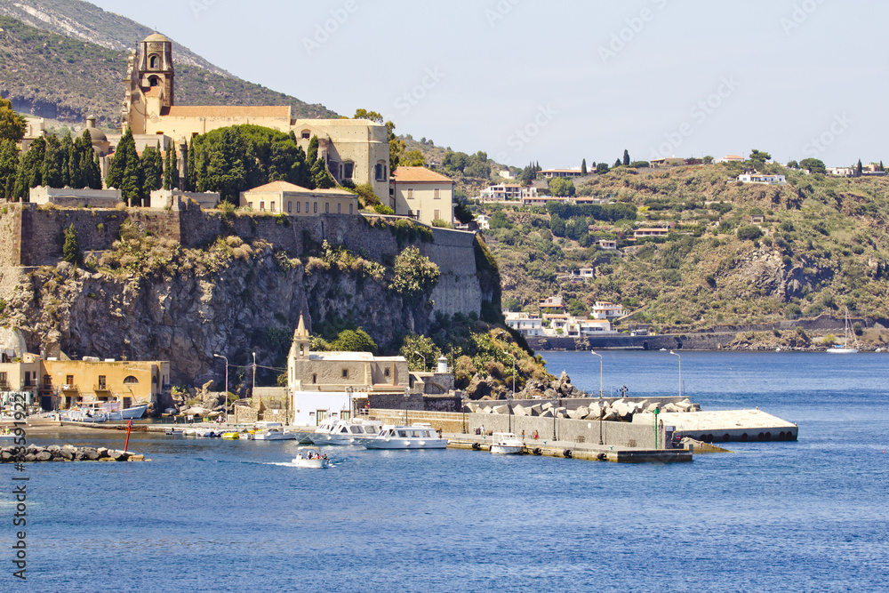Photography Poster Castello di Lipari e Cattedrale a picco sul