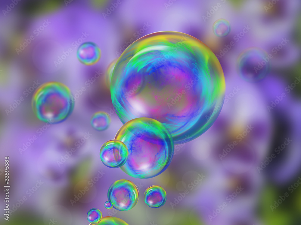 bulles avec reflets muticolor