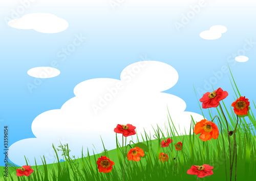 Poppies Meadow background