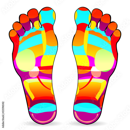 Thai foot massage chart isolated on white background