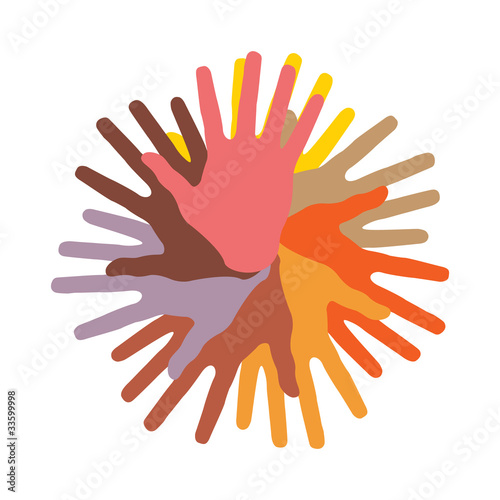 colorful round of hands  vector