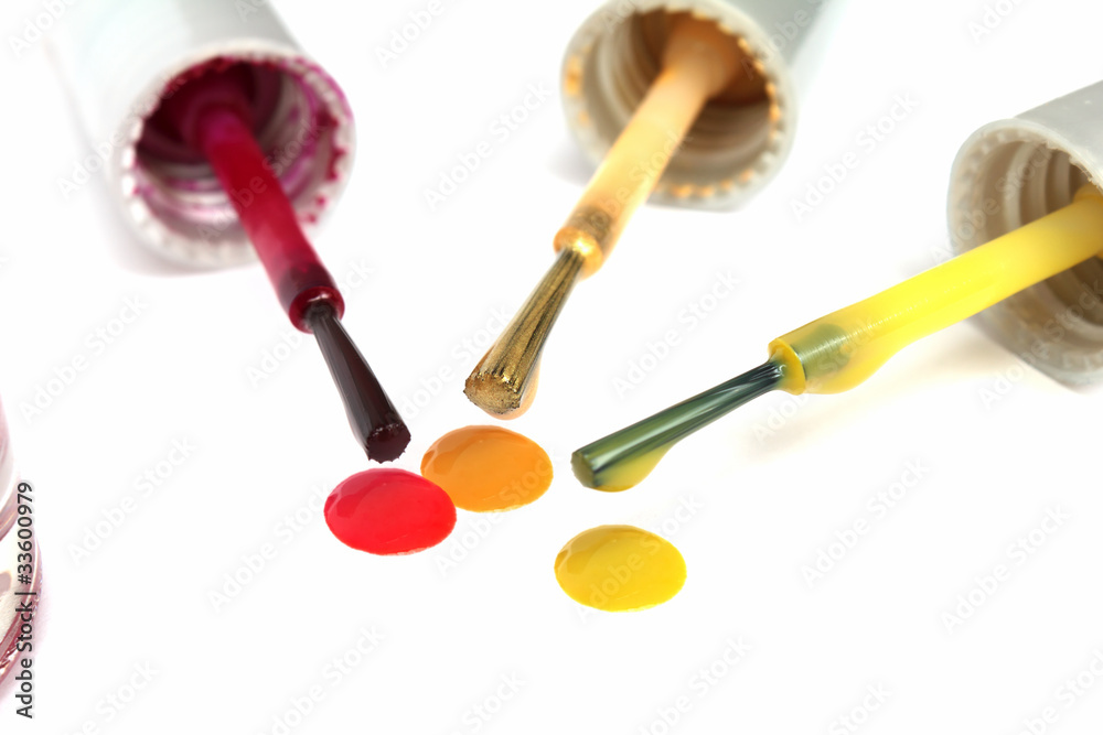 Nail polish brushes and drops