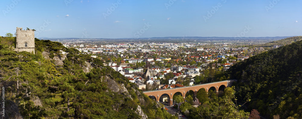 Panorama of Mödling (Austria) and his famous aqueduct