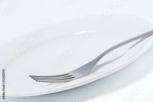 Empty plate and fork