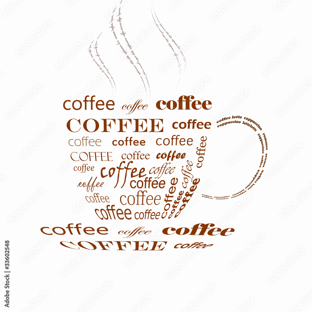 coffee cup made up with words Stock Illustration Adobe Stock